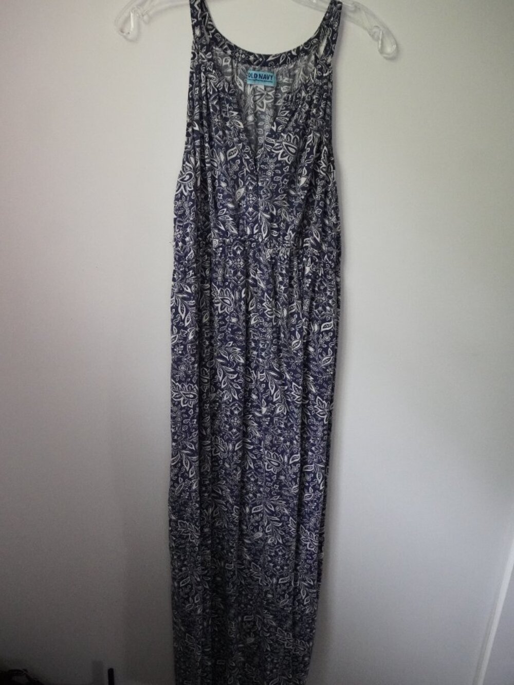 Old Navy Maxi Blue and White Dress Maternity Size X-Large